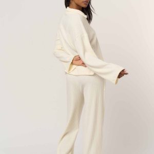 Shea Brushed Rib Wide Leg Pant - Image 3