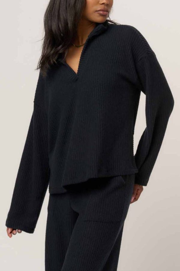 Shea Brushed Rib Collared Pullover