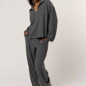 Shea Brushed Rib Wide Leg Pant - Image 1