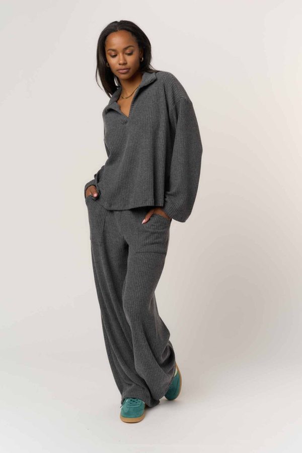 Shea Brushed Rib Wide Leg Pant