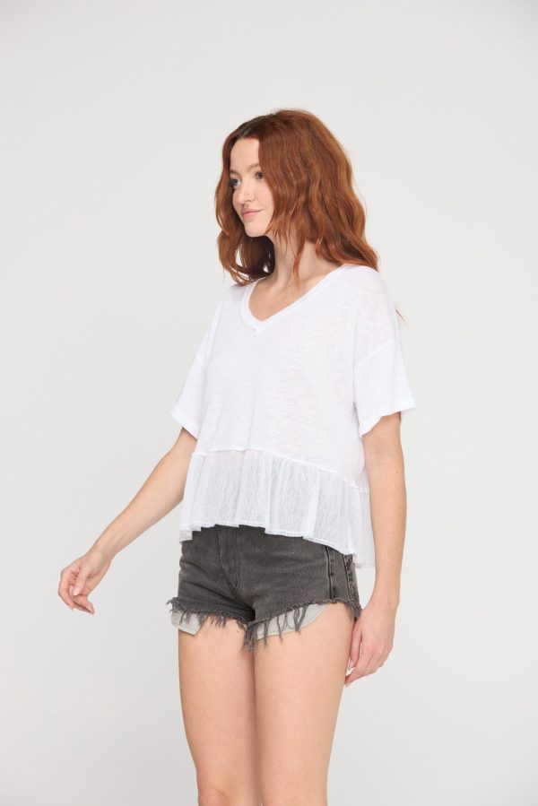 Caracas Mesh Mixed Textured V-Neck Tee