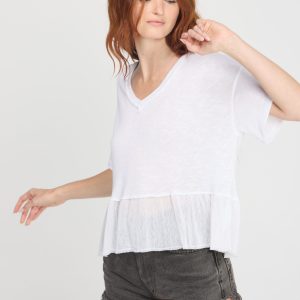 Caracas Mesh Mixed Textured V-Neck Tee - Image 4