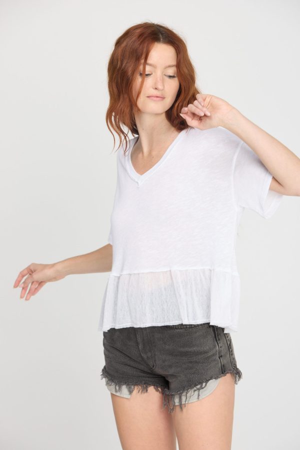Caracas Mesh Mixed Textured V-Neck Tee