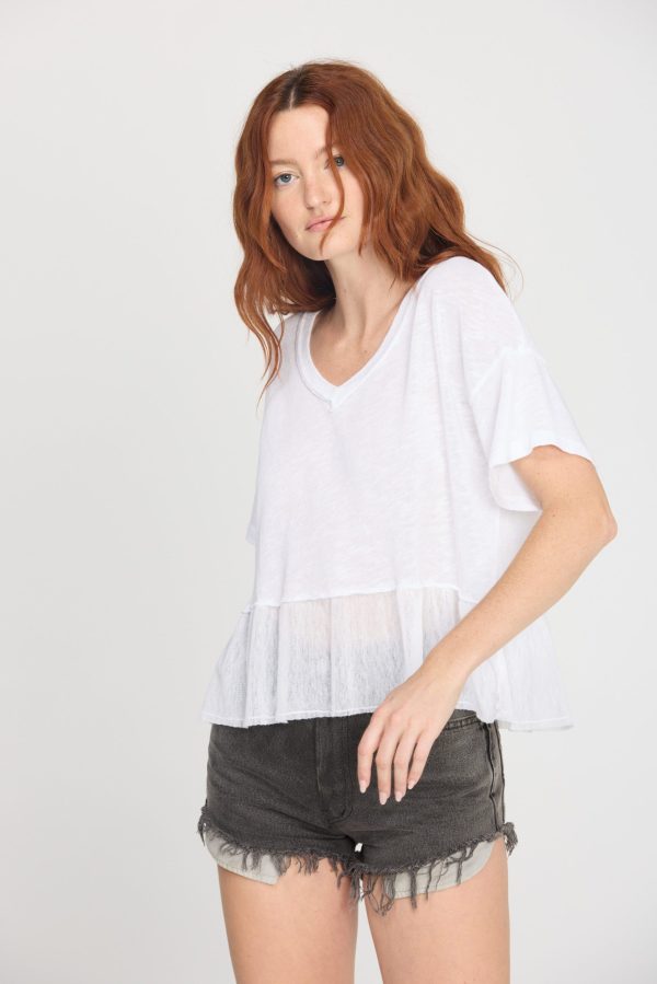 Caracas Mesh Mixed Textured V-Neck Tee