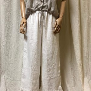 Ruffle Bottom Pant Crop Style, Linen - Image 4