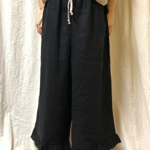Ruffle Bottom Pant Crop Style, Linen - Image 5