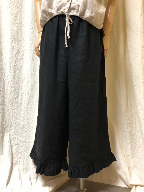 Ruffle Bottom Pant Crop Style, Linen