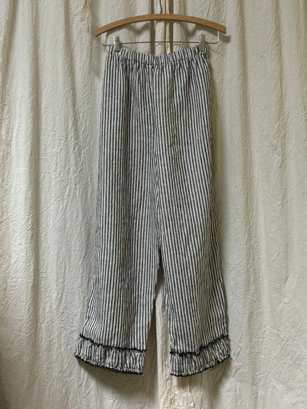Ruched Bottom Crop Pant, Linen