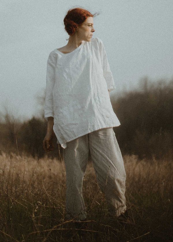 Ruched Bottom Crop Pant, Linen