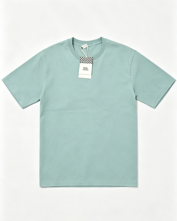 Men Mint Green Solid Crew Neck Soft Cotton Short Sleeve Tee