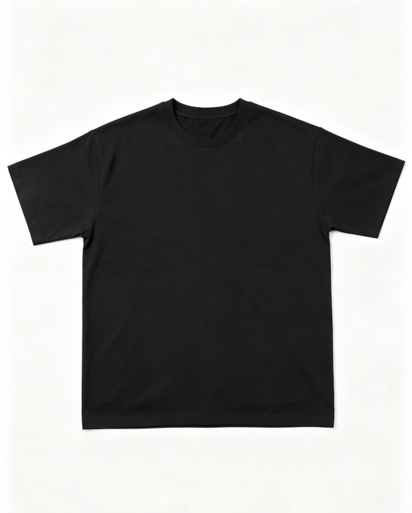 Men Solid Black Basic Crew Neck Short Sleeve Cotton T-Shirt