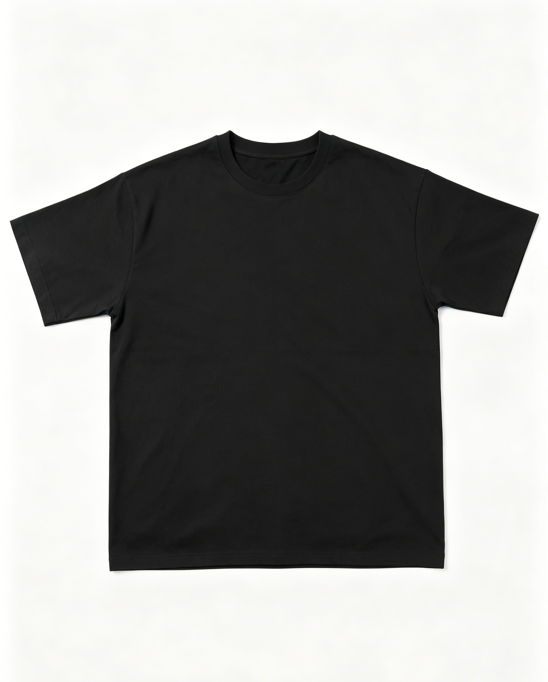 Men Solid Black Basic Crew Neck Short Sleeve Cotton T-Shirt - Image 1