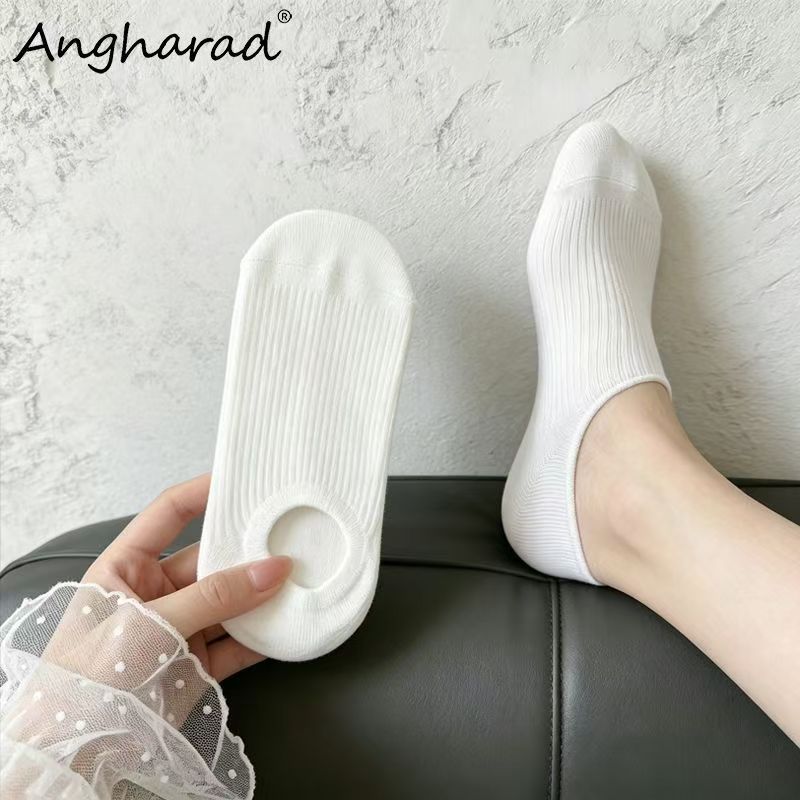 No Show Invisible Liner Socks for Women, Non Slip Silicone Grip Ribbed Cotton Hidden Socks for Loafers Flats - Image 1
